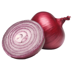 Cebolla roja entera de cáscara morada brillante