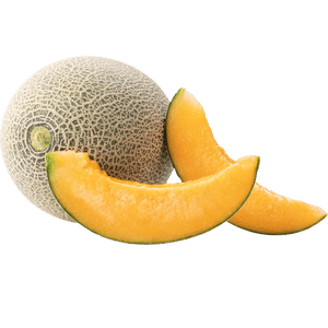 Melon Melón partido mostrando su pulpa anaranjada y jugosa