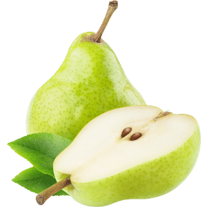 Peras verdes con piel lisa y brillante