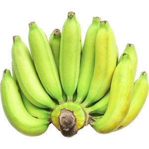 Plátano pintón con cáscara amarilla y verde