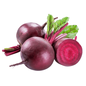 Remolachas enteras de color morado oscuro